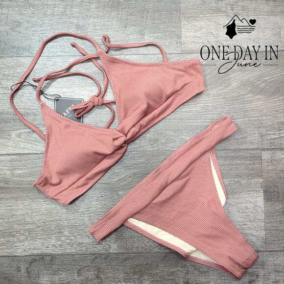 Zaful Strappy Back Ribbed Bikini Swimsuit Size M - Picture 1 of 5